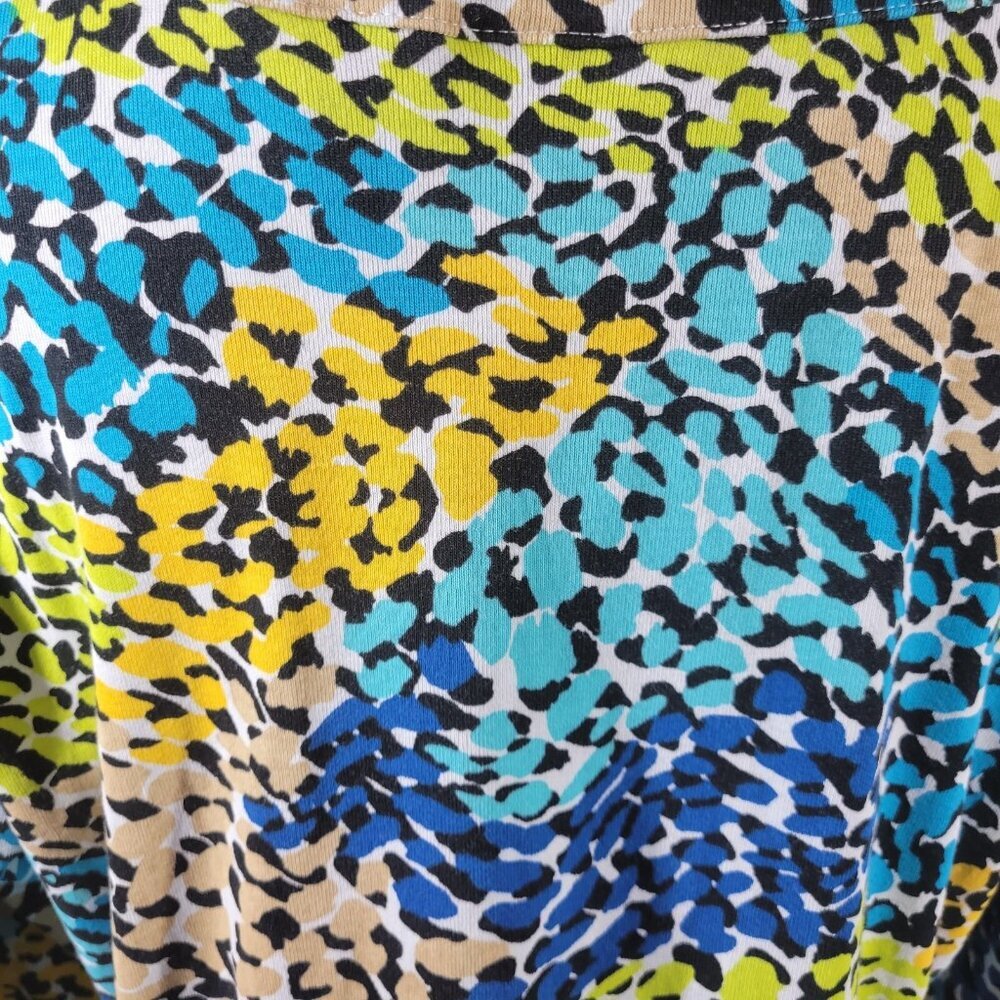 Rafaella Studio 2X Plus Blue Watercolor Knit Top 3/4 Sleeve Keyhole WAT70E - Picture 7 of 10